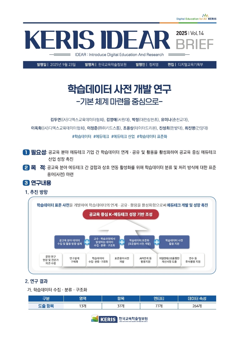 [Vol.14] 학습데이터 사전 개발 연구 -기본 체계 마련을 중심으로- BRIEF